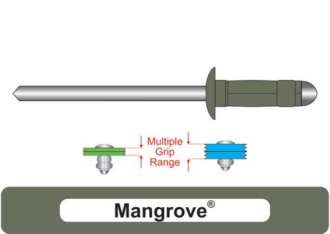 401100.5400 Mangrove® Multi-Grip Aluminium Rivets with Steel Stem - Dome Head