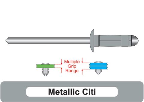 401100.6330 Metallic Citi® Multi-Grip Aluminium Rivets with Steel Stem - Dome Head