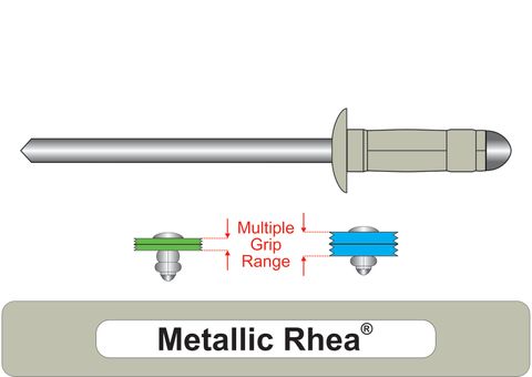 401100.6380 Metallic Rhea® Multi-Grip Aluminium Rivets with Steel Stem - Dome Head