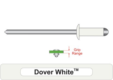 401200.3100 Dover White™ Steel Rivets with Steel Stem - Dome Head