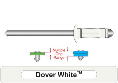 401100.3100 Dover White™ Multi-Grip Aluminium Rivets with Steel Stem - Dome Head