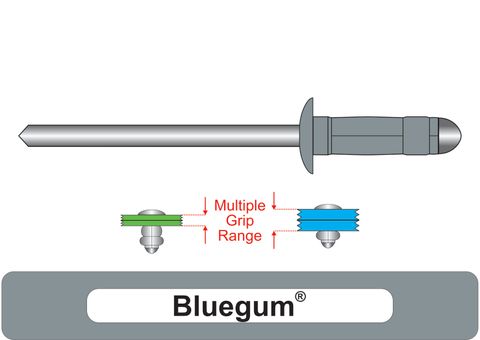 401100.1400 Bluegum® Multi-Grip Aluminium Rivets with Steel Stem - Dome Head