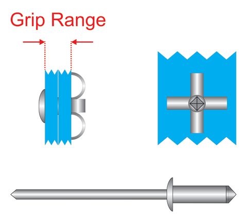 400350 Peel Type Aluminium Rivets with Steel Stem - Dome Head