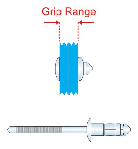 400600 U-Grip Multi-Grip Steel Rivets with Steel Stem - Dome Head