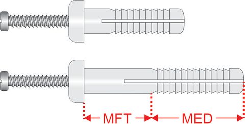 M6.5 x 40mm Nylon Drive Anchors Round Head