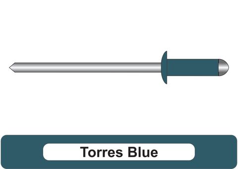 401000.8602 Torres Blue Aluminium Rivets with Steel Stem - Dome Head