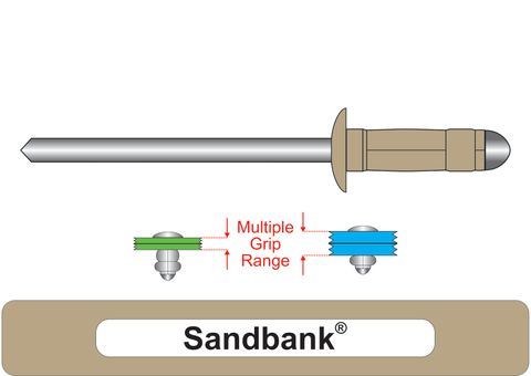 401100.8200 Sandbank Multi-Grip Aluminium Rivets with Steel Stem - Dome Head