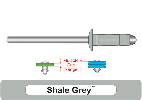 401100.8300 Shale Grey™ Multi-Grip Aluminium Rivets with Steel Stem - Dome Head