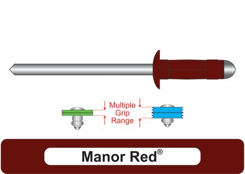 401100.5500 Manor Red® Multi-Grip Aluminium Rivets with Steel Stem - Dome Head