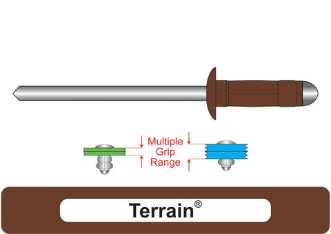 401100.8600 Terrain® Multi-Grip Aluminium Rivets with Steel Stem - Dome Head