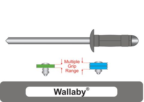 401100.8800 Wallaby® Multi-Grip Aluminium Rivets with Steel Stem - Dome Head