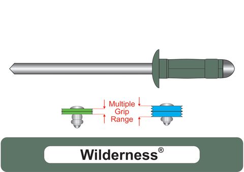 401100.9000 Wilderness® Multi-Grip Aluminium Rivets with Steel Stem - Dome Head