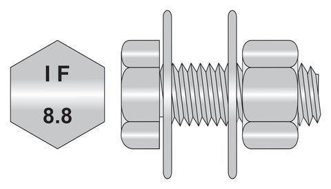 600250 Purlin Bolt, Nut & 2 Washer Assemblies H/T