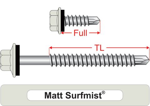 220230.6200 Matt Surfmist&reg; SteelMates&reg; - Hex Seal, Coarse Thread