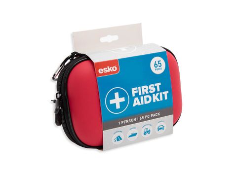 FIRST AID KIT 1 PERSON 65PCE EVA CASE WITH CARABIINER