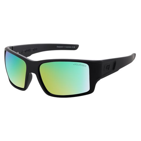 DIRTY DOG CHILL SATIN BLACK GREY GREEN FUSION MIRROR POLARISED GLASSES