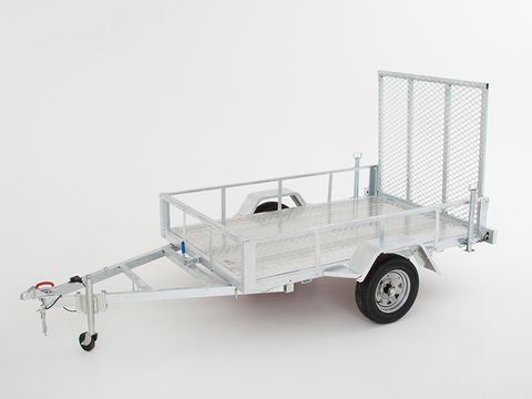 ELITE 8X5 RIDE ON SINGLE AXLE TRAILER WITH RAMP CHEQUER PLATE FLOOR