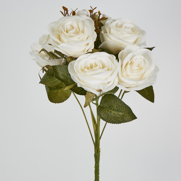 39cm White Rose Bush x 9