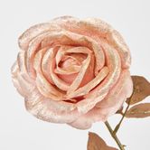 Pink with Champagne Gold Glitter Christmas Venus Rose with 2 sets of Leaves