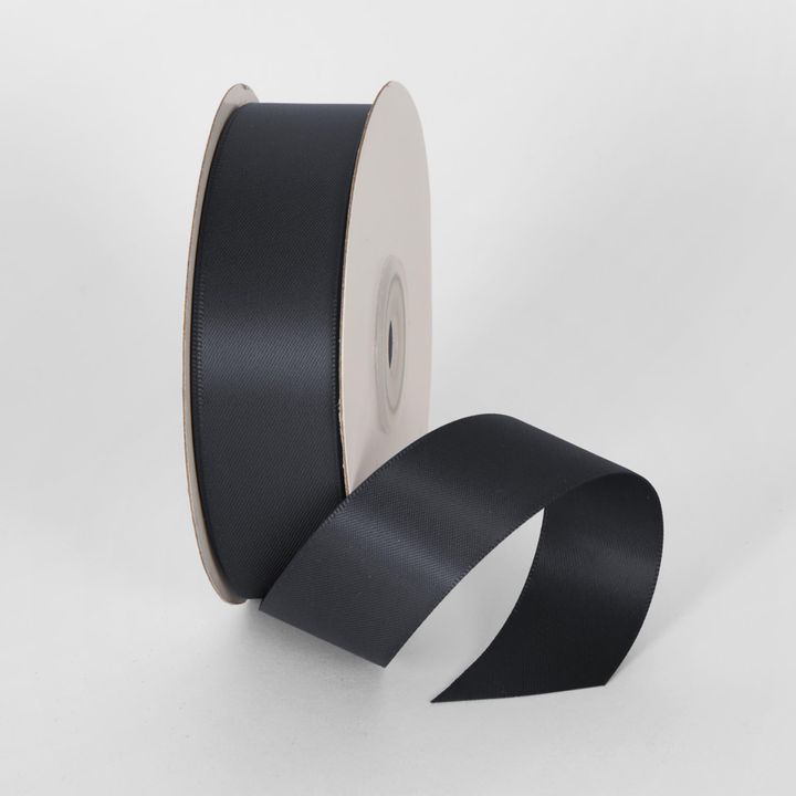 Charcoal 91.4m - 25mm Double Sided Satin Ribbon P077