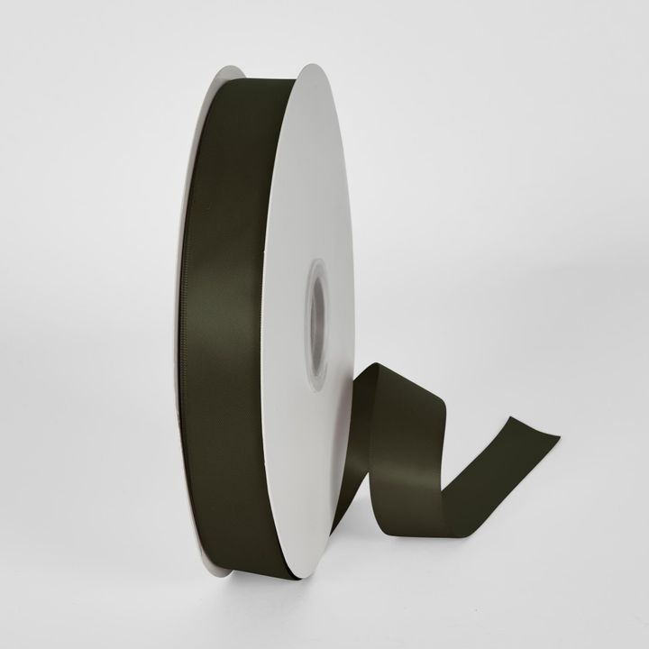 Dark Olive Double Sided Satin Ribbon 25mm 100yards - P572