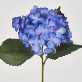 Single Hydrangea with 2 Leaves Blue 62CM