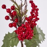 Christmas Holly and Red Berry Pick 32cm