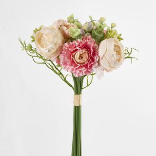 32cm Pink & Cream Marigold Peony Bouquet