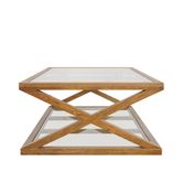 Zoey Cross American Oak Glass Coffee Table 140Cm