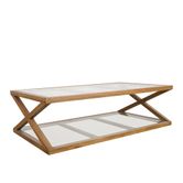 Zoey Cross American Oak Glass Coffee Table 140Cm