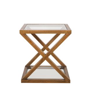 Zoey Cross American Oak Glass Side Table