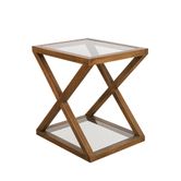 Zoey Cross American Oak Glass Side Table