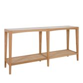 Mila Natural Oak Console With Rattan Base And Glass Top 152Cm