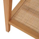 Mila Natural Oak Console With Rattan Base And Glass Top 152Cm