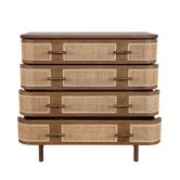 Freya Natural Oak 4 Draw Console With Rattan Wrap Front 90Cm