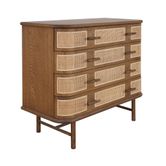 Freya Natural Oak 4 Draw Console With Rattan Wrap Front 90Cm