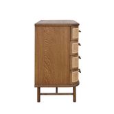 Freya Natural Oak 4 Draw Console With Rattan Wrap Front 90Cm