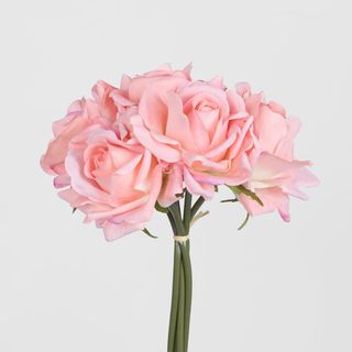 Real Touch Rose Bunch With 5 Flowers Peach