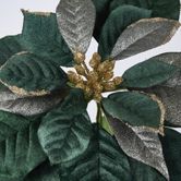 Mettalic & Velvet Single Large Poinsettia Green