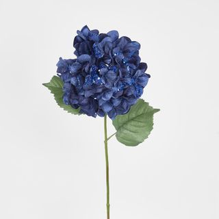 Single Hydrangea with 2 Leaves Blue