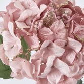 Single Hydrangea with 2 Leaves Pink