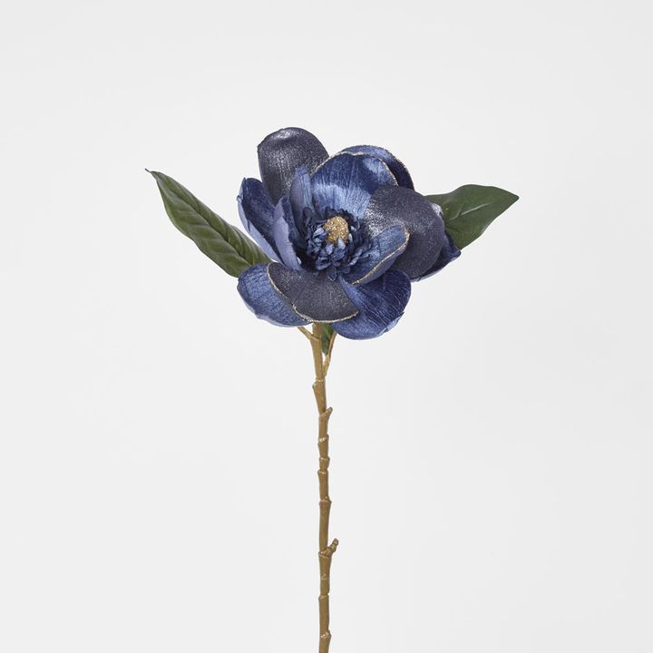 Single Magnolia with 2 Leaves Blue