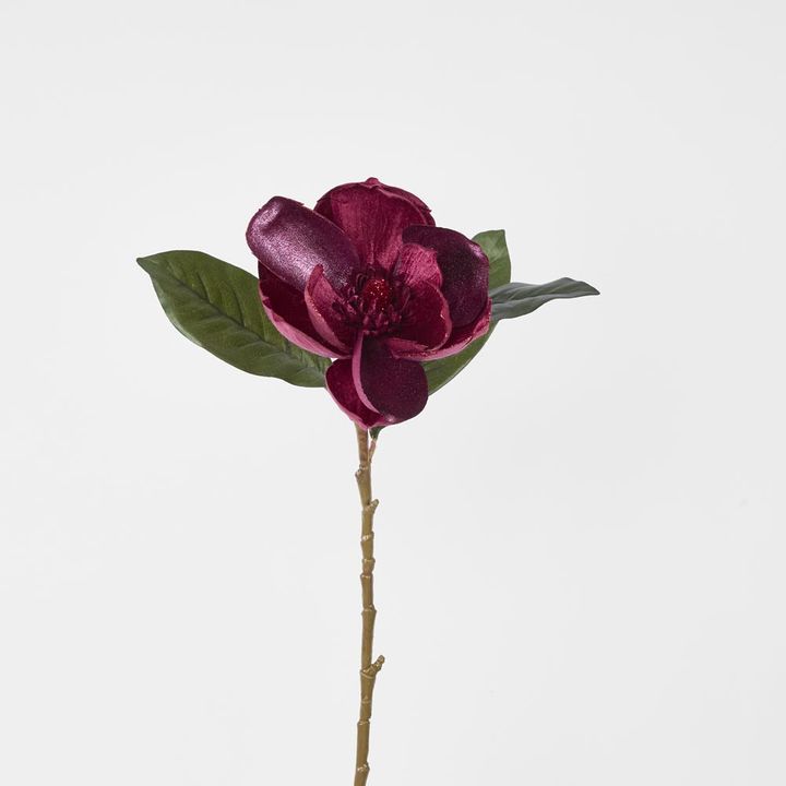 Single Magnolia with 2 Leaves Burgundy