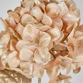 Champagne with Champagne Gold Glitter Christmas Hydrangea with 2 Leaves