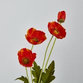 Orange Poppy Spray 3 Flowers 1 bud