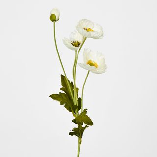 White Poppy Spray 3 Flowers 1 bud