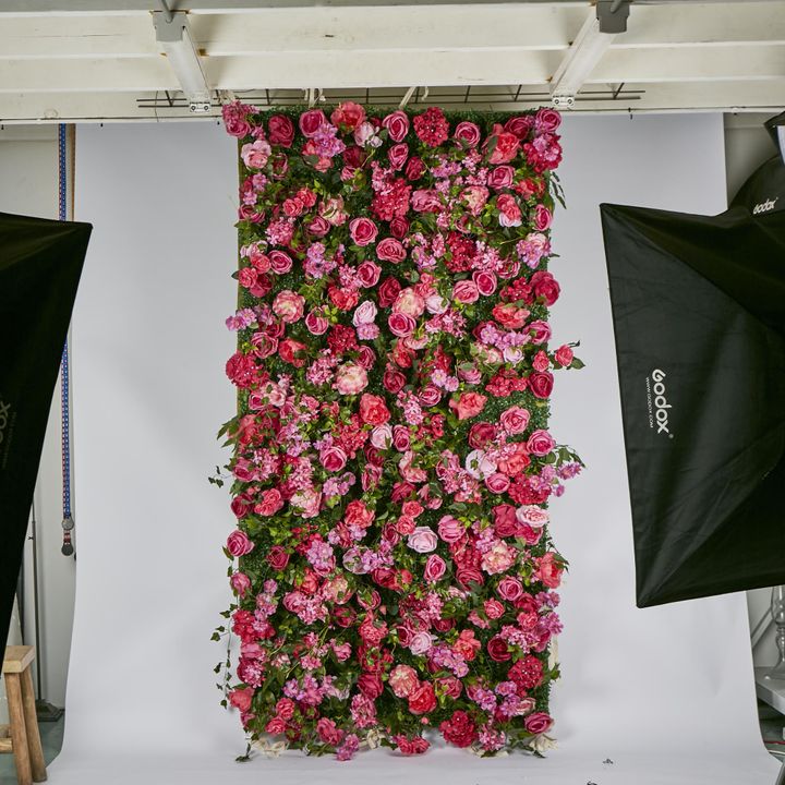 Fuchsia Hot Pink Rose Camelia Blossom Wall 120x240cm