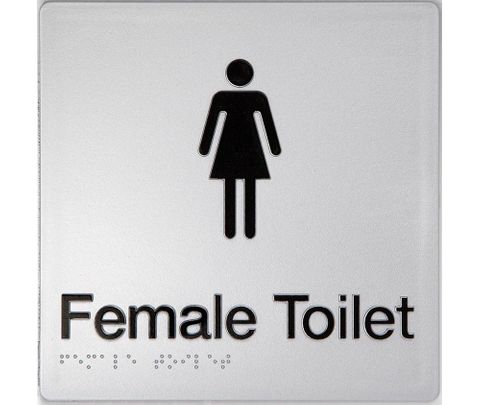 TSM BRAILLE FEMALE TOILET SIGN SILVER