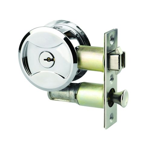 Lockwood 7444CPDP Round Entrance Cavity Sliding Door Lock CP