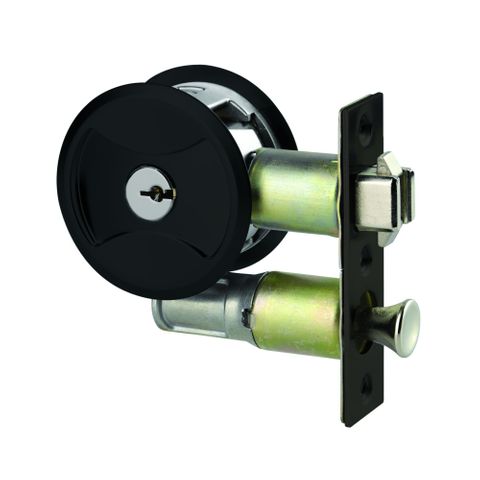 Lockwood 7444MBKDP Round Entrance Cavity Sliding Door Lock Mbk DP